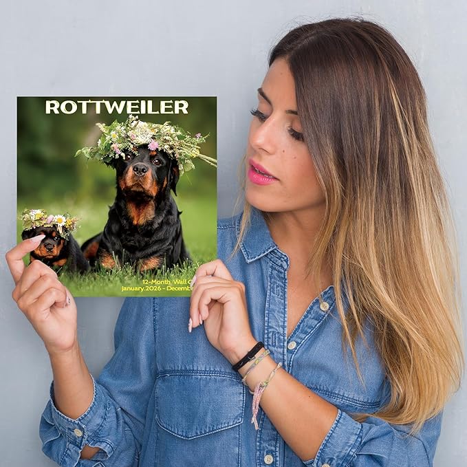 2026 Wall Calendar,ROTTWEILER Wall Calendar, 12" x 24" Open,Family Planner Calendar Organizer with ROTTWEILER Images, for Dogs Lovers