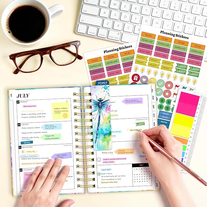 Planner 2026-2027, 18 Month Weekly and Monthly Academic Planner, July. 2026 - Dec. 2027, 6.6" x 8.3" A5 Hardcover Calendar Planner with Page Tabs, Separator Page, Inner Pocket, Bookmark, Stickers, Sticky Note Set
