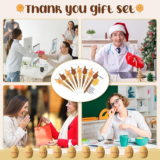 Sayglossy 36 Set Employee Appreciation Gifts Bulk - Funny Motivational Potato Pen with Positive Card & Bookmark Thank You Gifts for Coworkers Staff Teacher Volunteer End of Year Graduation Party