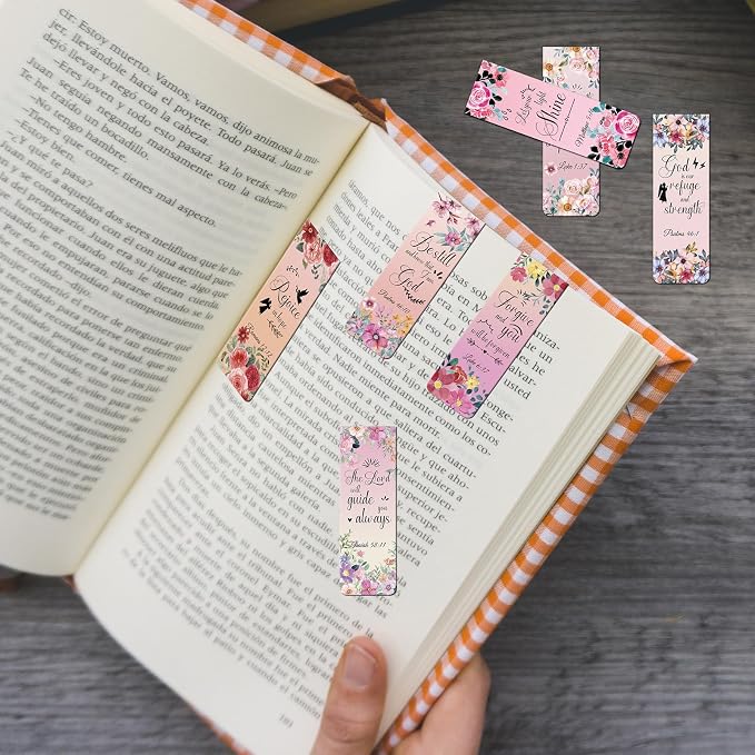 Bible Verse Magnetic Bookmarks - 30 PCs Christian Inspirational Floral Bookmark Reading Women Kids Catholic Religious Scripture Book Markers Church Supplies Teachers Students School Gifts