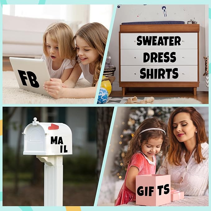 390 PCS Bulletin Board 40 Sheets Letters Large Letter Stickers Vinyl Waterproof Self-Adhesive Alphabet Sticker Letters for Poster Board Display Classroom School Mailbox Home Decor (4 Inch, Black)