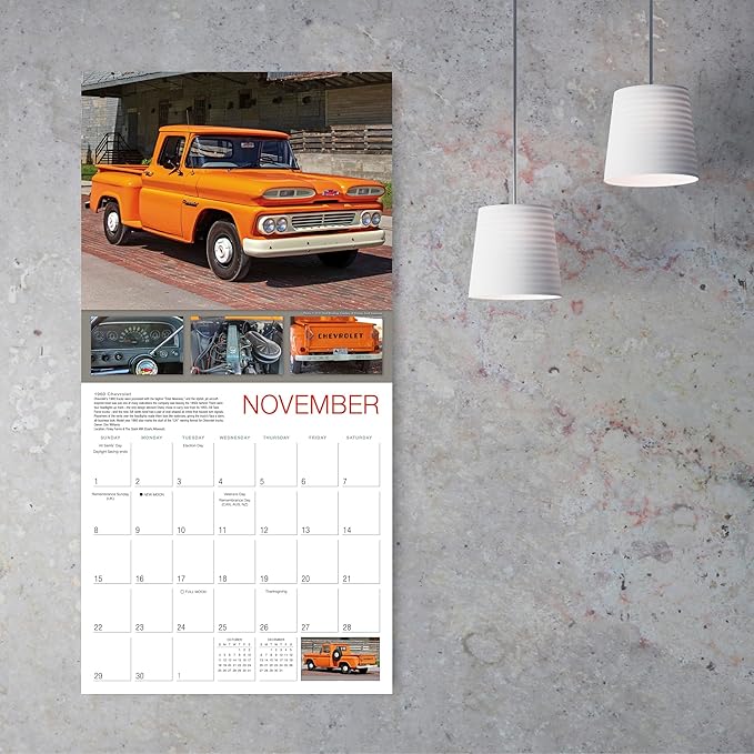 Vintage Pickups 2026 Wall Calendar, 12-Month Classic Truck & Car Photography Calendar by Brad Bowling and Vintage Truck Magazine, 12" × 12" with Large Monthly Grids for Auto Enthusiasts