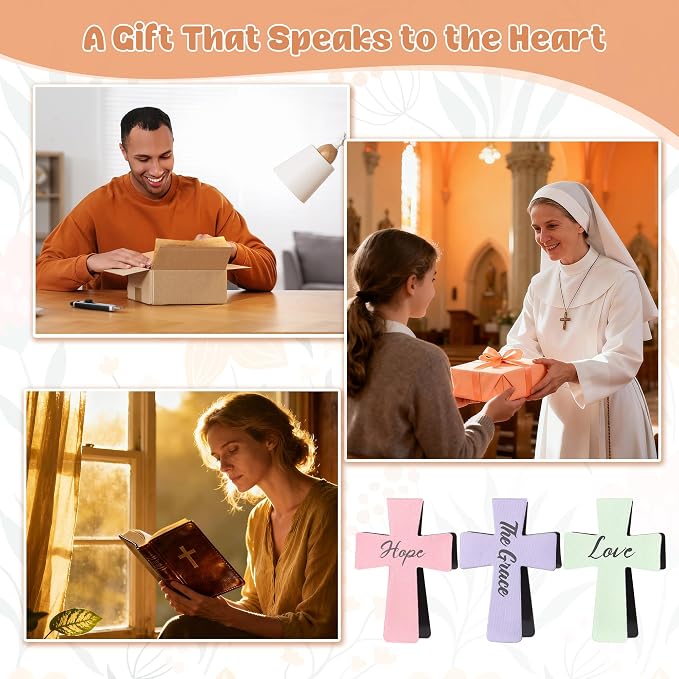 Magnetic Cross Bookmarks with Bible Verses, 48 Pcs Christian Bookmarks Bulk Set - Inspirational Religious Magnetic Bookmarks for Bible Study, Church, Easter & Mother‘s Day Gifts (Solid color)