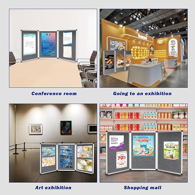 3+1 Panel Trade Show Presentation Board,Poster Board with Storage Bag Large Tabletop Display Board Folding Art Panel Display for School,Vendor Events,Science Fair Exhibitions (A)