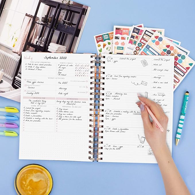 PLANBERRY Large Weekly Planner Premium – Undated Life & Budget Planner – Organizer & Productivity Journal, 8x10.4″ (Tropical Night)
