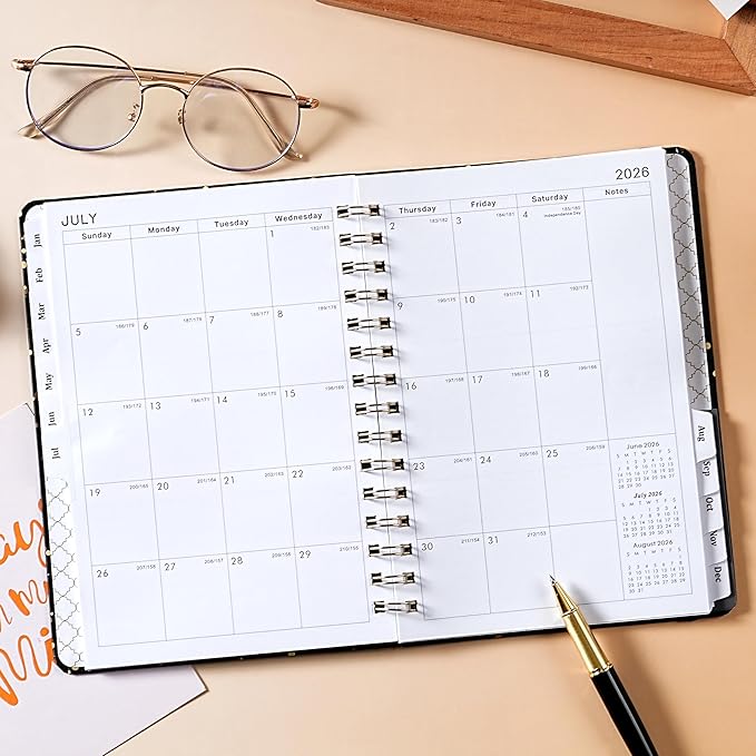 2026 Planner - Planner 2026, 2026 Planner weekly and monthly, January 2026 - December 2026, 6.3" x 8.4", 2026 Calendar Planner with Tabs, Inner Pocket, Premium Paper, Twin-wire Binding