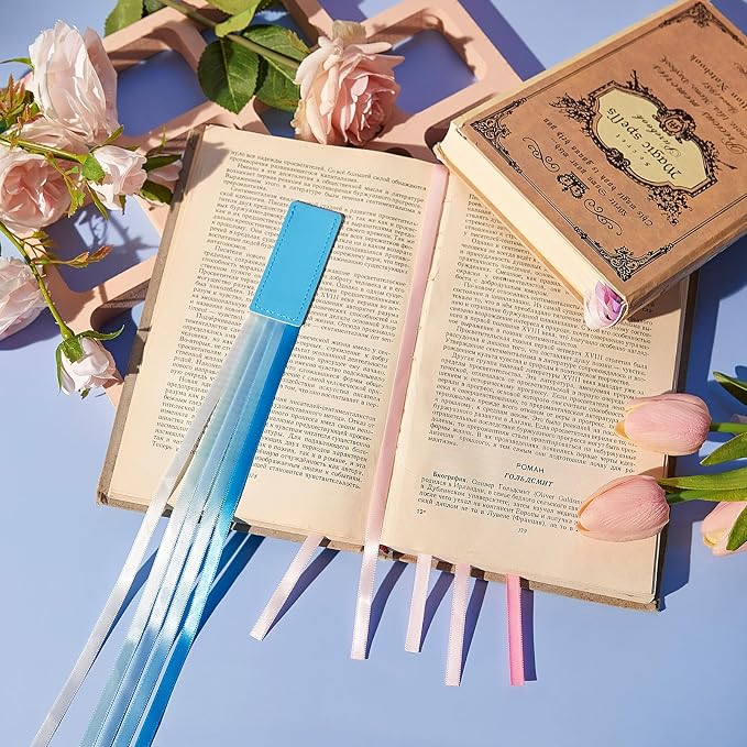 Outus 3 Pieces Bible Ribbon Bookmark Markers Artificial Leather Bookmark with Ribbons for Books Office(Lively,Morandi)