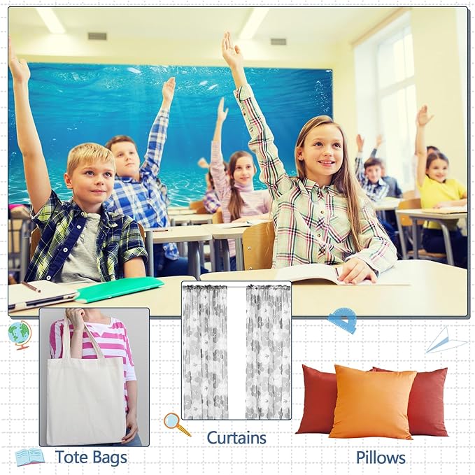 Mindsoft Bulletin Board Paper 48'' x 107'' Class Boards for Classroom Bulletin Boards Everyone is Welcome Classroom Board Decor Pillows Curtains Crafts (Underwater,1 Pc)