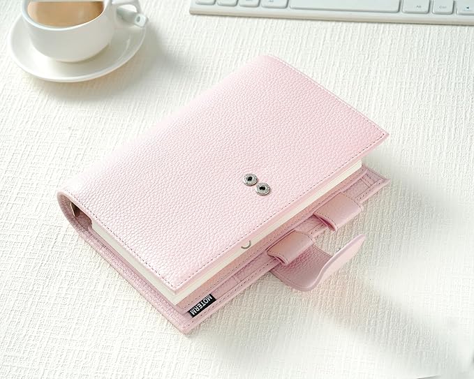 Moterm Personal Luxe Rings Planner - Genuine Leather Binder Organizer (30mm Ring, Pebbled-Quartz)