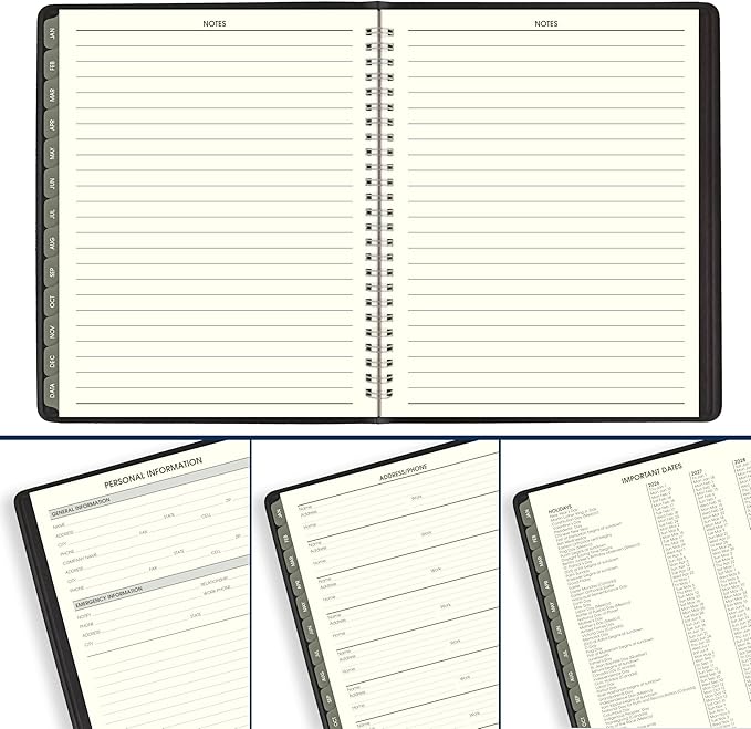 AT-A-GLANCE 2026 Appointment Book Planner, Weekly & Monthly, 7" x 8-3/4", Medium, Quarter-Hourly, Recycled, Black (70951G0526)