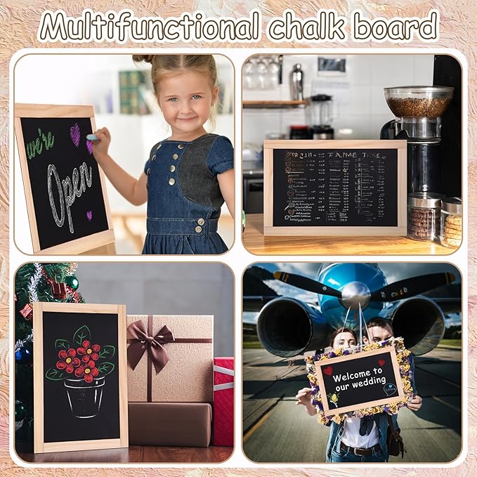 Harloon 6 Pcs 14" x 9.5" Framed Chalkboard Bulk Double Sided Wood Tabletop Small Chalkboard Signs Mini Blackboard Classroom School Supplies for Party Home Office Art Craft Birthday Wall Menu Food