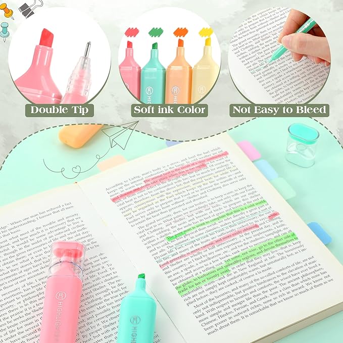 Eersida 58 Pcs Aesthetic Office Supplies Christmas Gifts with Large Pencil Pouch Ink Gel Pens Highlighters Sticky Notes Color Pens Stapler Stationary Set