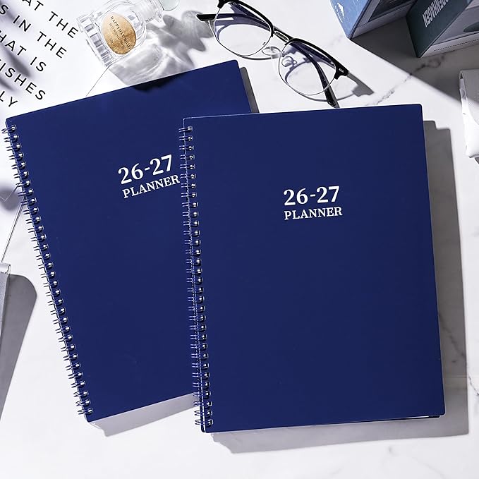 Academic Planner 2026-2027- 2026-2027 planner weekly and monthly, Jul.2026-Jun.2027, 9"×11", Planner 26-27 Weekly and Monthly Planner with Inner Pocket, Colorful Tabs, Twin-wire Binding - Navy