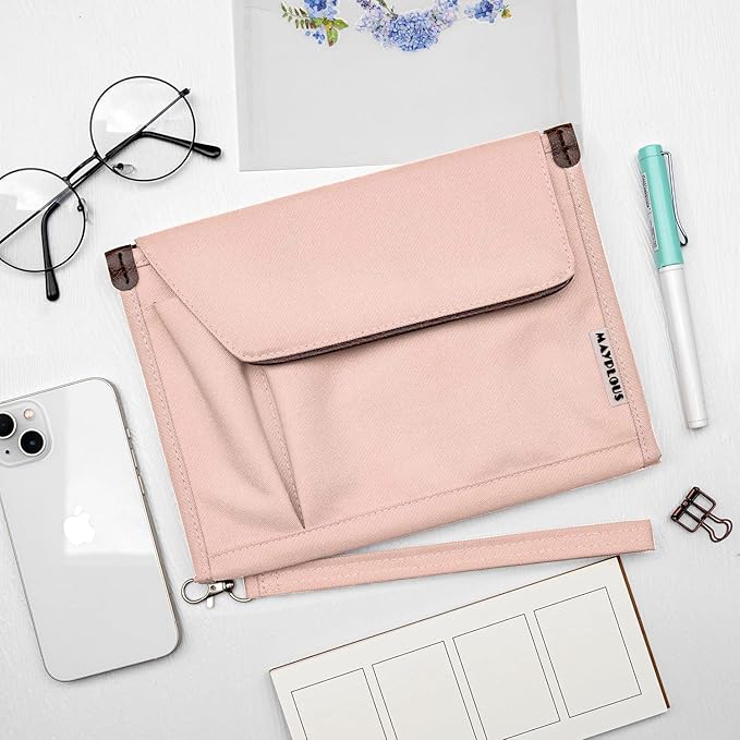 A5 Conference Folder Business Organiser Bag Notepad Carrying Case Document Case A5 Portfolio Organiser Portfolio Binder with Zip (Sweet Pink)