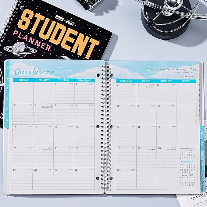 Student Planner 2026-2027 - Student Planner for Academic Year 2026-2027, July 2026 - June 2027, 11'' x 8.5'', Weekly & Monthly Pages with Holidays, Tabs, Stickers, Ruler, Pocket