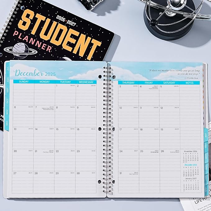 Student Planner 2026-2027 - Student Planner for Academic Year 2026-2027, July 2026 - June 2027, 11'' x 8.5'', Weekly & Monthly Pages with Holidays, Tabs, Stickers, Ruler, Pocket
