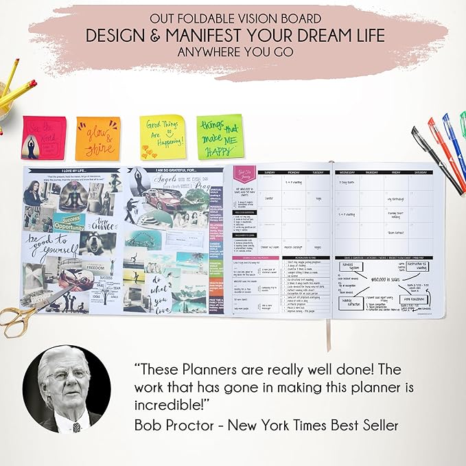 Deluxe 2026 Planner Weekly and Monthly | Law of Attraction Planner with Productivity App | 12-Month for Productivity, Gratitude & Goal Setting | Includes Foldable Vision Board, Gift Box & Stickers