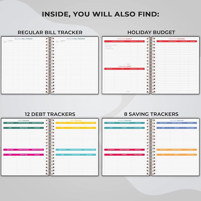 Clever Fox Budget Planner & Monthly Bill Organizer With Pockets. Expense Tracker, Budgeting Journal & Financial Book. Large, 8x9.5" (Black)