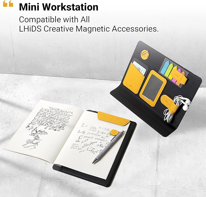 LHiDS Creative Folio Lite 2.0 with Stand, Business Portfolio Resume, 3-in-1 Padfolio with Magnetic Accessories, Work as Notebook Cover, Clipboard, Organizing Board for Home and Office (Gray, A5)