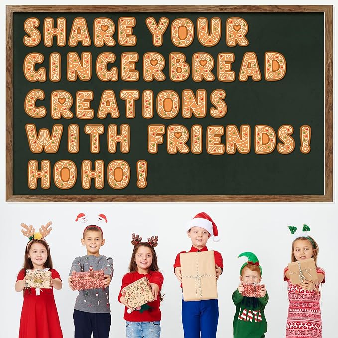 150 PCS Large 6" Bulletin Board Letters Set, Gingerbread Classroom Alphabet Cutout Letter for Christmas Bulletin Board Display Home School, A Great Helper to Inspire Students' Learning Interest