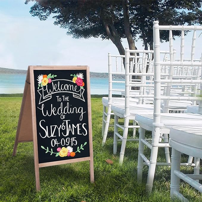 RHF Chalkboard, Chalkboar Sign, A Framed Sidewalk Sign,Sandwich Chalkboards,Rustic Menu Display for Restaurant, Double Sided, Wedding Chalkboard Easel, 22" by 40" Blackboards, Vintaged