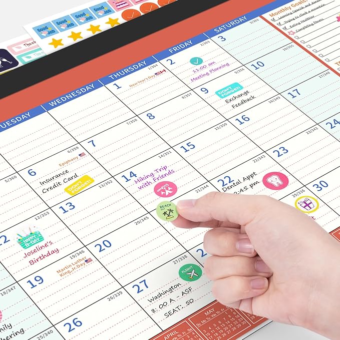 Ospelelf 2026 Desk Calendar with Plastic Cover, 12'' x 17'' Monthly Deskpad & Hanging Wall Calendar, 18 Month Family Office Calendars, Use January 2026 - June 2027, Colors