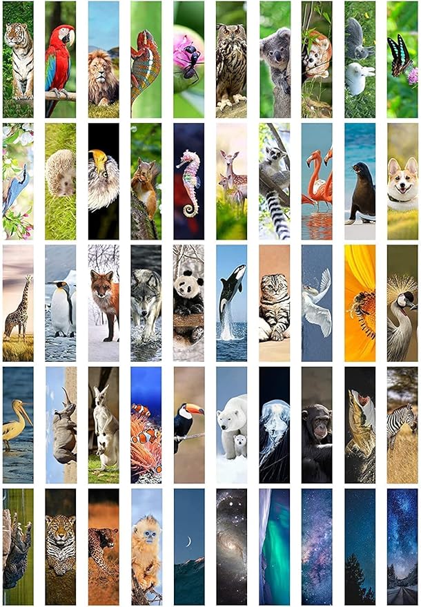 200 Pcs Animal Bulk Bookmarks for Kids - 50 Designs Realistic Animal Book Markers for Students Cute Book Mark for Book Lovers to Help Read Inspirational Paper Bookmarks Bulk for Adults Teen Kids