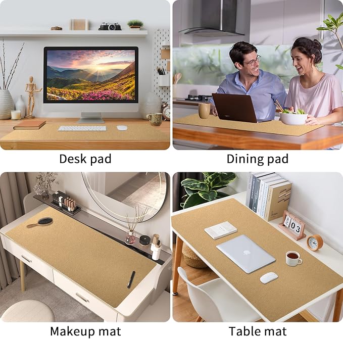 Bloss Gold Leather Desk Mat 47.2" x 16.9", Large Keyboard Pad for Desk, Desk Matt for Desktop, Waterproof Desk Pad Mat, Computer Mat for Office/Home/Decor