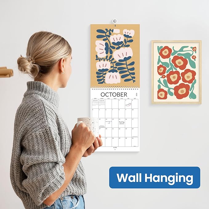SUNEE Wall Calendar 2026, Colorful Flower Calendar From Jan. 2026 - Jun. 2027 18 Months, 8.5" x 11" Aesthetic with Thick Paper, Perfect for Home or Office, Floral
