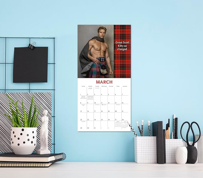 Kilty Pleasures 2026 Mini Wall Calendar: Funny Scottish Humor Calendar with Handsome Men in Kilts & Highland Plaid, 7" x 7"