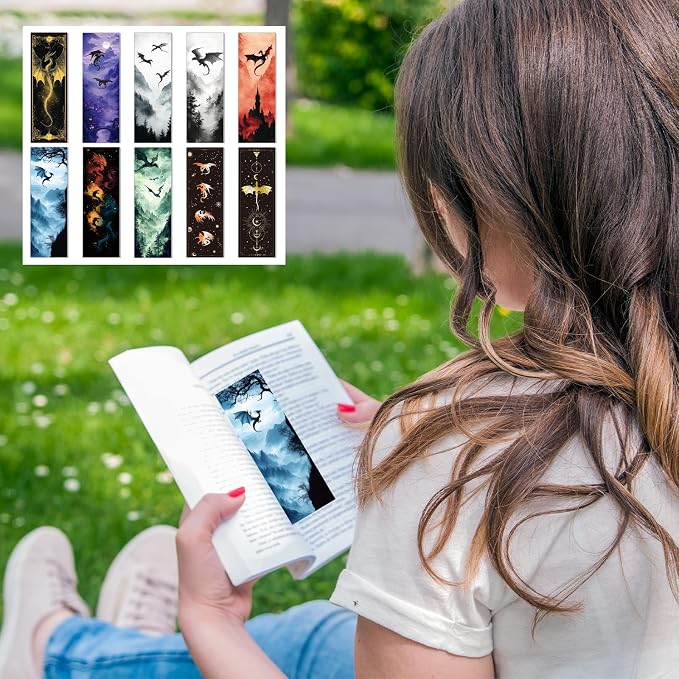 Dragon Bookmarks Gifts for Men - 100 Pcs Fantastic Bookmark Witchy Dragon Book Mark Cool Animal Page Marker Clip Gift for Book Lovers Reading Bookish Bookworm Office