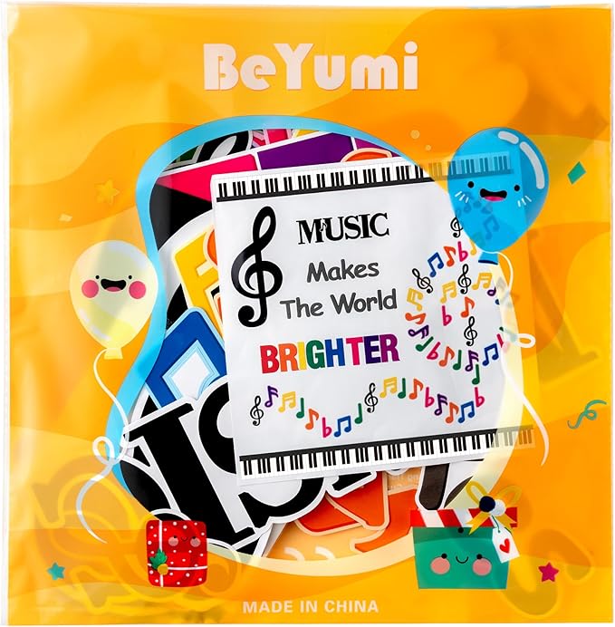 BeYumi Music Notes Border Decor - 108Pcs Back to School Music Notes Bulletin Board Set Music Makes The World Brighter Cutouts Piano Border Trim Preschool Classroom Chalkboard Wall Decoration Supplies