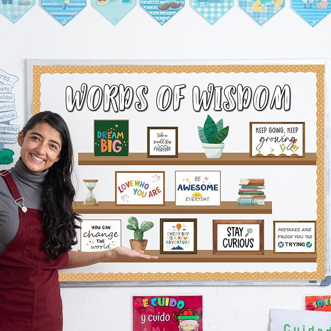Bulletin Board Decorations for Classroom, Bookshelf Motivational Classrom Decor, Greenery Mental Health Bulletin Board Sets for Teacher Welcome Back to School Classroom Library Door Wall Decor