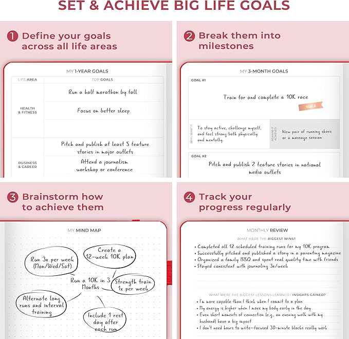 Clever Fox Planner Schedule – Undated Weekly & Monthly Life Planner with Time Slots, Appointment Book & Daily Organizer, A5 (Red)