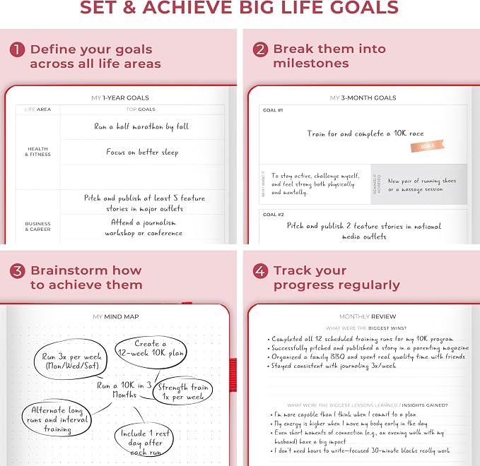 Clever Fox Planner Schedule – Undated Weekly & Monthly Life Planner with Time Slots, Appointment Book & Daily Organizer, A5 (Red)