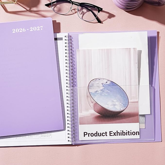 2026-2027 Monthly Planner - Monthly Planner/Calendar, 18 Month Planners with Tabs & Pocket, Contacts and Passwords, Thick Paper, Twin-Wire Binding - Purple (9" x 11")