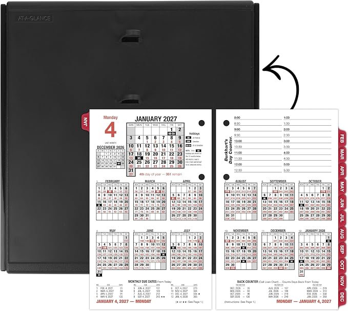 AT-A-GLANCE 2027 Desk Calendar Refill, Daily Desk Pad Refill, 4.5" x 7.5", Loose-Leaf, Burkhart's Day Counter (E7125027)