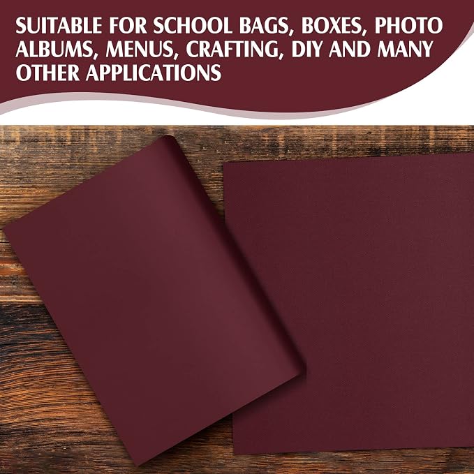 PerKoop Book Cloth for Book Binding 40 x 16 Inch Fabric Surface Paper Backed Bookcover Archival European Durable Strong Bookbinding Supplies Cover Books Album Scrapbooking (Dark Red,Suede Fabric)