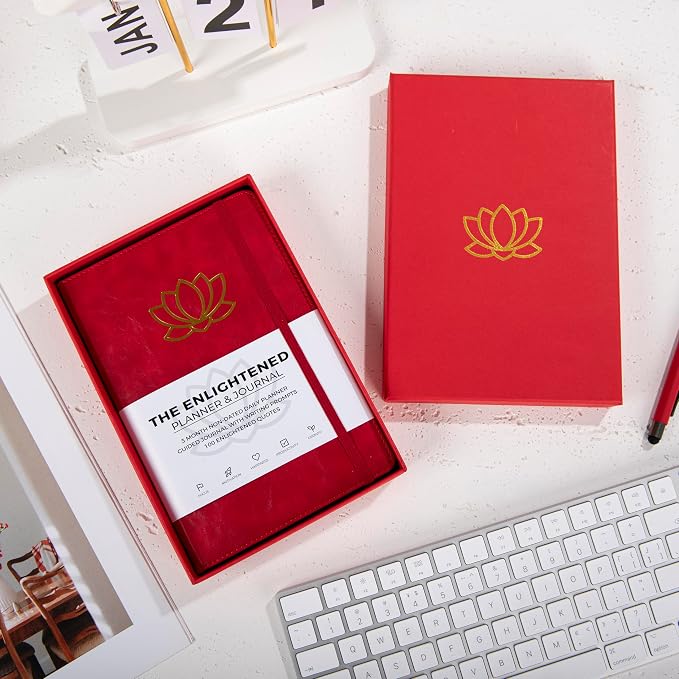 The Stoic Planner & Journal - A 2-in-1 Daily Planner and Guided Journal with Inspiring Writing Prompts - Build Productivity and a Positive Mindset - 3 Months Undated (Red)