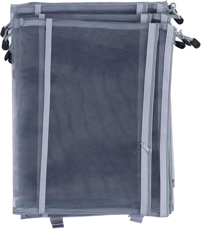 10PCS Nylon Mesh Zipper Pouch Bags, Double Layer A4 Document Organizer Puzzle Storage Bag with Handle for Board Games Home School Office Supplies (Gray)