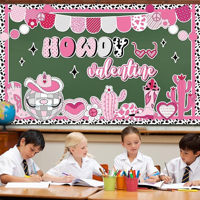Justforjoyful Valentine's Day Bulletin Board Set Disco Bulletin Board Decorations Heart Cutouts Valentines Party Supplies Valentines Day Disco Ball Cutouts for School Classroom Chalkboard Wall Decor