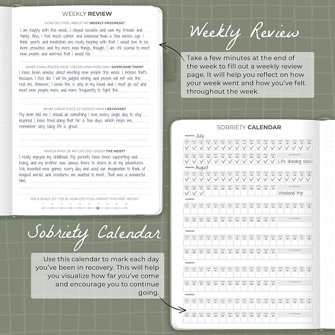Clever Fox Addiction Recovery Journal – Addiction Treatment Planner & Workbook – Daily Sobriety Journal for Recovery Progress, A5 (Cypress)
