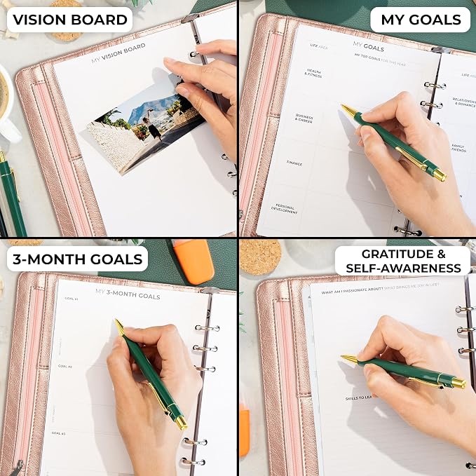 Clever Fox Weekly Planner Binder – Goal Setting Planner for Time Management & Weekly Tasks – Work & Life Organizer with To Do List & Habit Tracker – Undated, 7″ x 9″ Hardcover (Rose Gold)