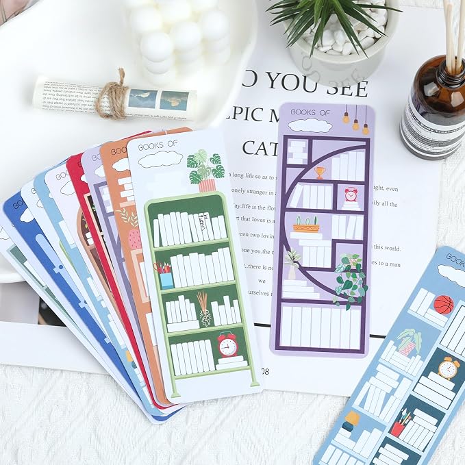 60Pcs Book Tracker Bookmarks Double-Sided Reading Page Markers Book Markers for Reading, Reading List Bookmark for Teacher Students Back to School Supplies Bookish Friends All Age
