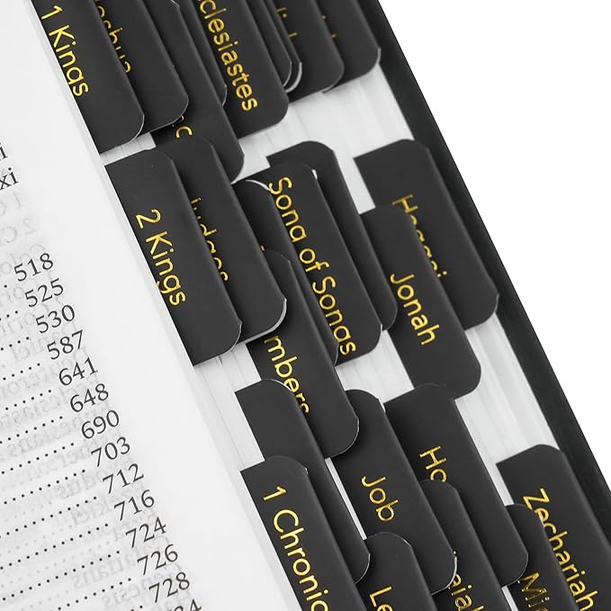 Mr. Pen- Laminated Bible Tabs, 75 pcs, Black, Gold Foil Embossed Lettering, Easy-to-Read & Apply, Tear Resistant Index Tabs for Women and Men, Bible Tabs for Men, Prayer & Scripture Navigation