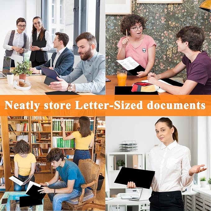 pmybupo 100Pcs Black Two-Pocket Heavyweight File Folder,Letter Size,Paper File Folder for School Office Home Bussines