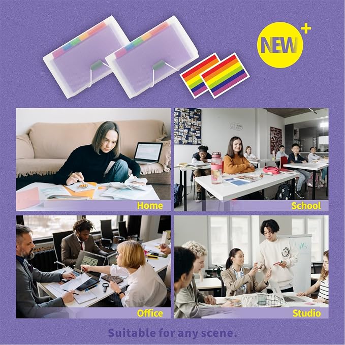 Mini Accordion File Organizer (7 inches * 4 inches) - 2 Pack 13 Pockets Expanding File Folders, Portable Receipt Organizer 100% Waterproof Plastic Receipt Organizer for Cards, Coupon, Receipt, Ticket