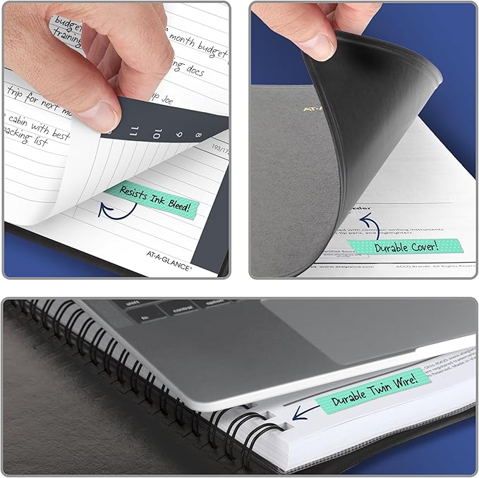 AT-A-GLANCE Planner 2026-2027 Weekly Academic 14-Month July-August Hourly Appointment Book, 5" x 8", Black (7010105)