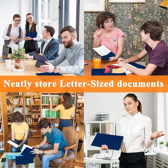 pmybupo Two Pocket Folders,100 Pack Blue Folders with Pockets Fit Letter Size Paper,Thick Paper File Folder for School Office Business Home,Assorted 6 Colors