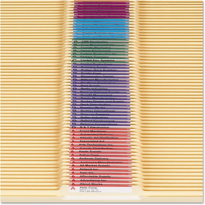 Smead 10332 File Folders 1/3 Cut Second Position One-Ply Top Tab Letter Manila 100/Box